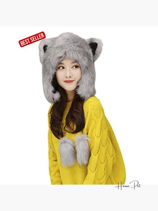 Faux Fur Trapper Hat with Animal Horns Ears Unisex Winter Costume Hat main image 7